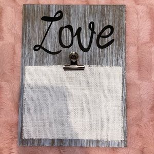 “Love” clipboard, wooden hanging decor